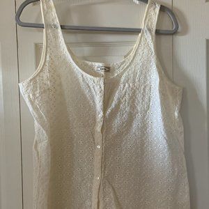 L Cream Button Up Boho Tank Top